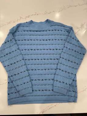 Basic Editions Vintage Knit Baby Blue Sweater Coastal Grandma Large